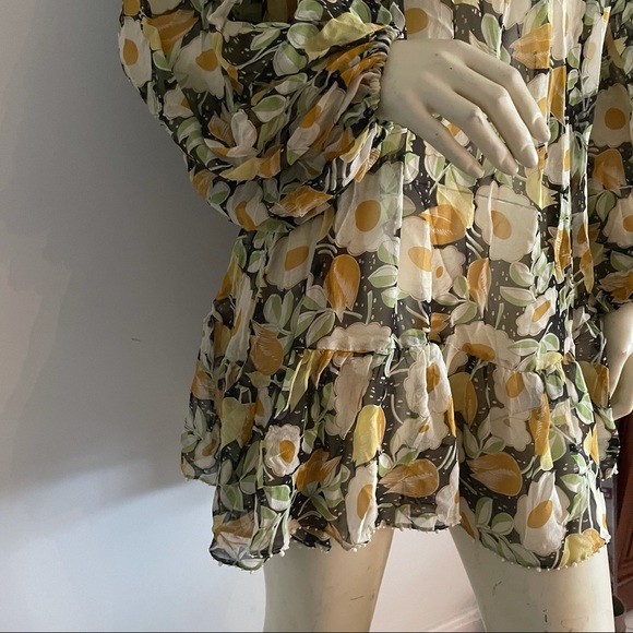 Floral Kate moss x top shop flowy bohemian style peasant long sleeve dress - Picture 2 of 13